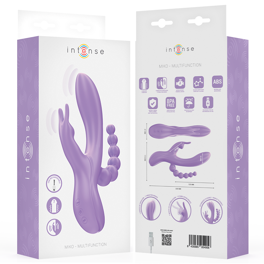 INTENSE - MIKO TRIPLE VIBRATEUR LAPIN & STIMULATEUR & ANAL 7 VIBRATIONS VIOLET - 7eme ciel