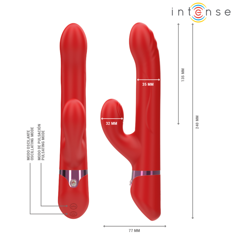INTENSE - LELE VIBRATEUR MULTIFONCTION ROTATIF & OSCILLANT & STIMULANT ROUGE - 7eme ciel