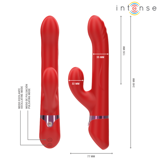 INTENSE - LELE VIBRATEUR MULTIFONCTION ROTATIF & OSCILLANT & STIMULANT ROUGE - 7eme ciel