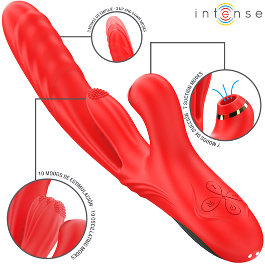 INTENSE - KAROL VIBRATEUR MULTIFONCTION POUSSÉE & STIMULATION & ONDES STIMULANTES ROUGE - 7eme ciel