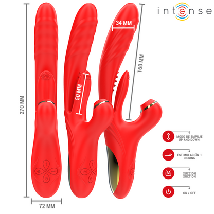 INTENSE - KAROL VIBRATEUR MULTIFONCTION POUSSÉE & STIMULATION & ONDES STIMULANTES ROUGE - 7eme ciel
