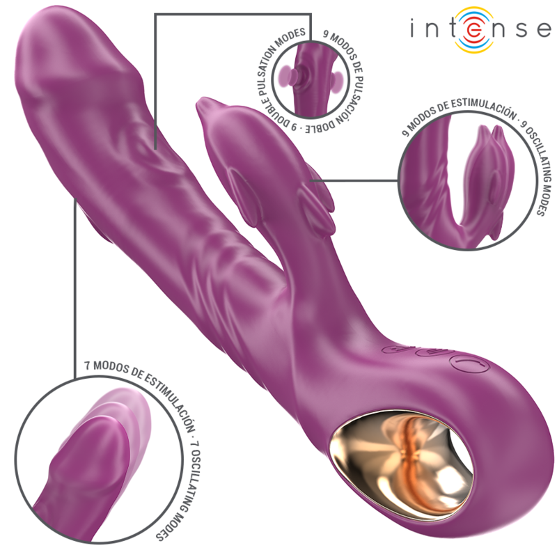 INTENSE - HALLE VIBRATEUR MULTIFONCTION AVEC LANGUE STIMULANTE DAUPHIN VIOLET - 7eme ciel