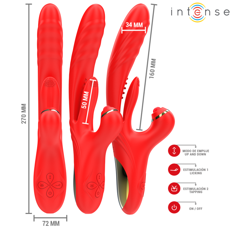 INTENSE - ROSALIA VIBRATEUR MULTIFONCTION 3 EN 1 ROUGE - 7eme ciel