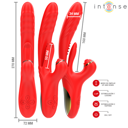 INTENSE - ROSALIA VIBRATEUR MULTIFONCTION 3 EN 1 ROUGE - 7eme ciel