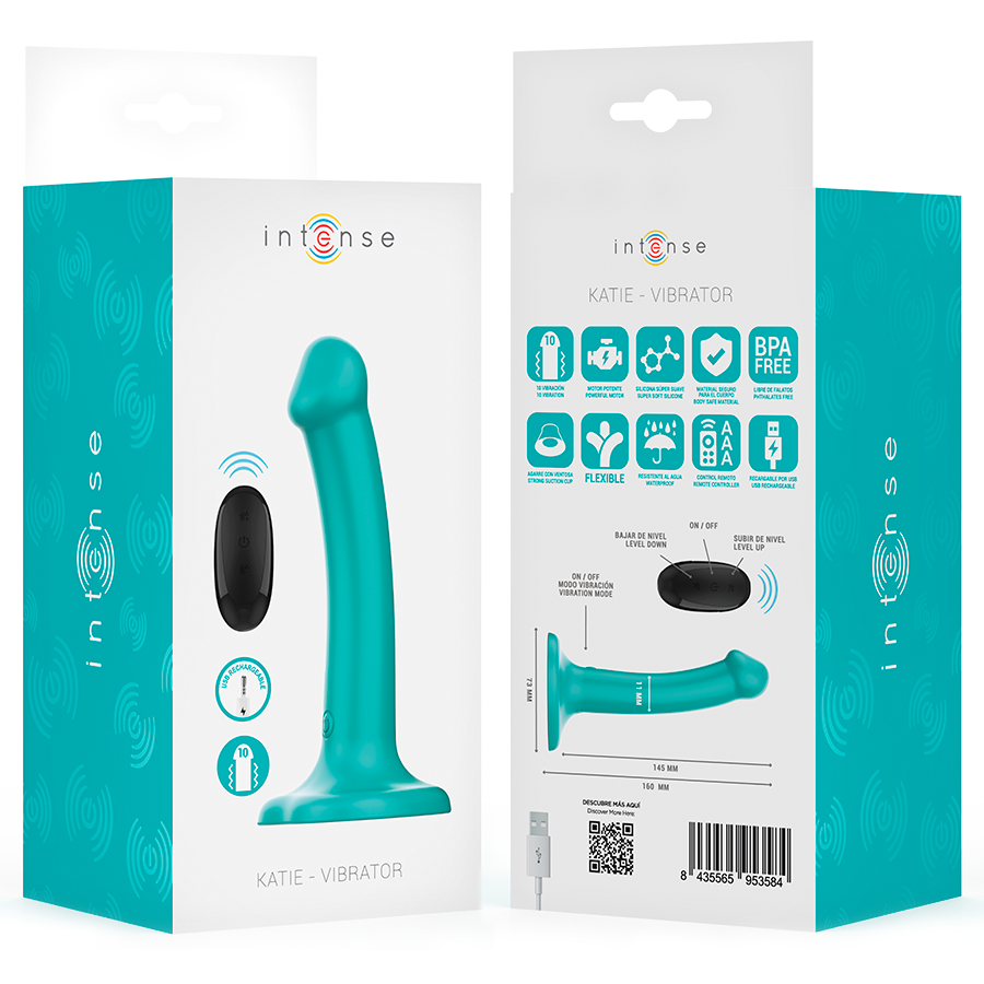 INTENSE - KATIE VIBRATEUR AVEC VENTOUSE 10 VIBRATIONS TÉLÉCOMMANDE BLEUE - 7eme ciel