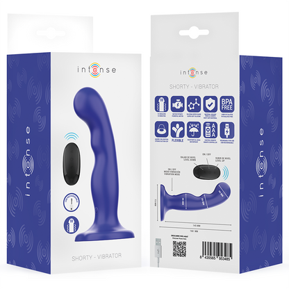 INTENSE - SHORTY VIBRATEUR AVEC VENTOUSE TÉLÉCOMMANDE BLEUE - 7eme ciel