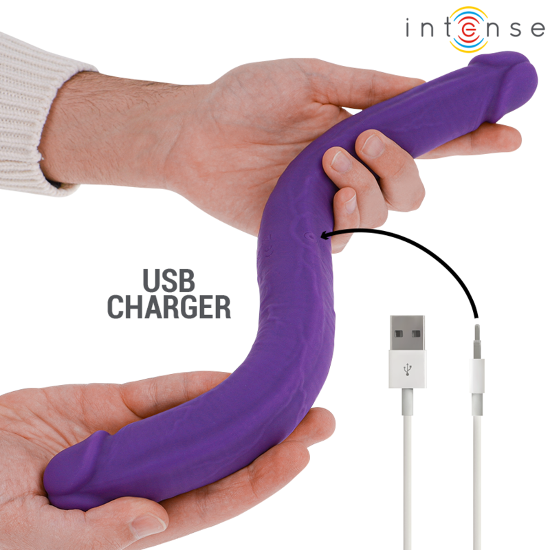INTENSE - GUNTER DILDO DOUBLE VIBRATEUR 40 CM VIOLET TÉLÉCOMMANDE - 7eme ciel