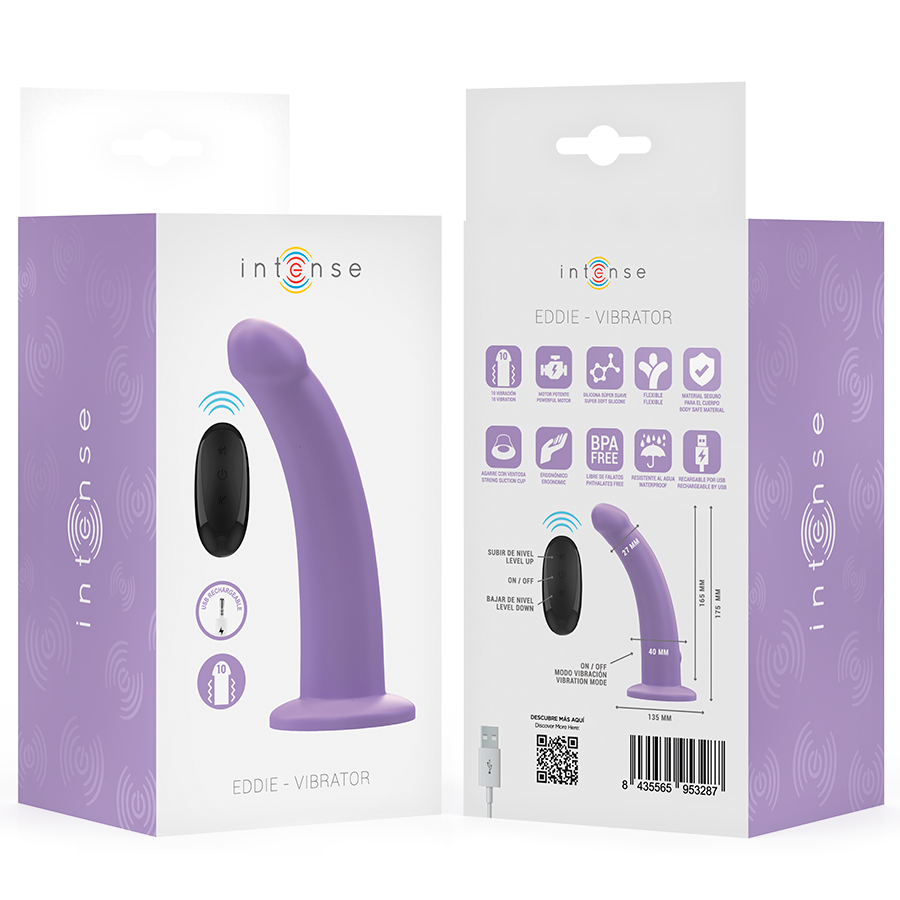INTENSE - EDDIE VIBRATEUR 17,5 CM 10 VIBRATIONS VIOLET TÉLÉCOMMANDE - 7eme ciel