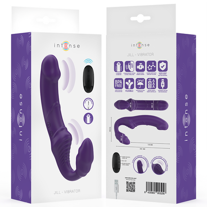 INTENSE - JILL DOUBLE VIBRATEUR 20 CM VIOLET TÉLÉCOMMANDE