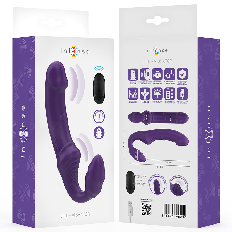 INTENSE - JILL DOUBLE VIBRATEUR 20 CM VIOLET TÉLÉCOMMANDE - 7eme ciel