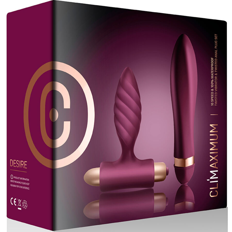 CLIMAXIMUM - KIT DESIRE VIBRATEUR TORSADÉ + PLUG ANAL - 7eme ciel