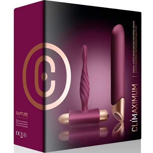 CLIMAXIMUM - KIT RAPTURE VIBRATEUR CLASSIQUE + PLUG ANAL DÉBUTANT - 7eme ciel