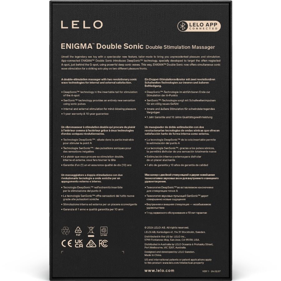 LELO - ENIGMA DOUBLE VIBRATEUR SONIQUE POINT G CYBER NOIR