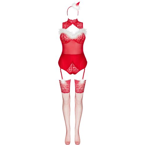 LIVCO CORSETTI FASHION - LIMPID SNOWFLAKES LC 90604 BODY + BAS + BANDEAU DE NOËL S/M