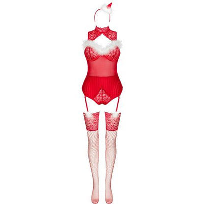 LIVCO CORSETTI FASHION - LIMPID SNOWFLAKES LC 90604 BODY + BAS + BANDEAU DE NOËL S/M
