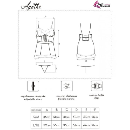 LIVCO CORSETTI FASHION - AGETHE LC 90607 CHEMISE + STRING + BONNET DE NOËL L/XL