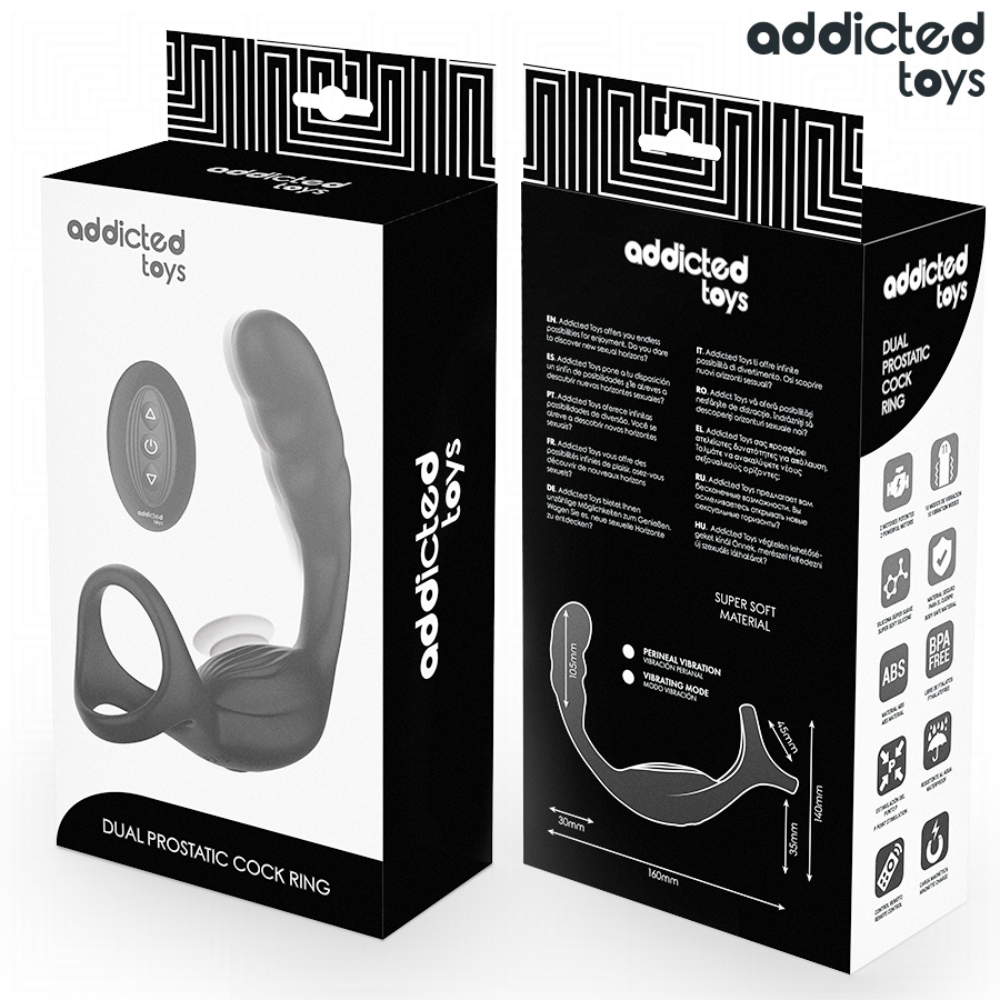 ADDICTED TOYS - ANNEAU PÉNIS PROSTATIQUE DOUBLE AVEC TÉLÉCOMMANDE