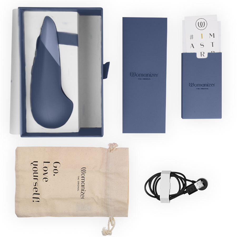 WOMANIZER - VIBE LAY-ON VIBRATEUR SILENCIEUX BLEU FONCÉ