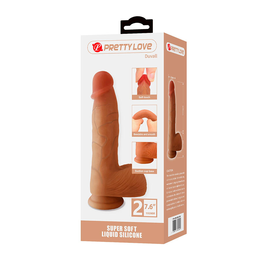 PRETTY LOVE - DUVALL GODEMICHET RÉALISTE AVEC VENTOUSE 19,3 CM -Ø- 4,5 CM