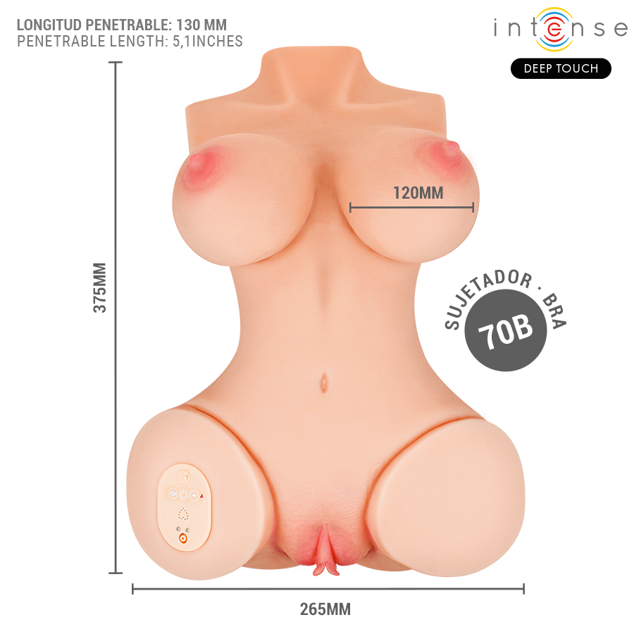 INTENSE DEEP TOUCH - VERO TORSE, VAGIN AVEC SUCCION, CHALEUR, VIBRATION ET EFFETS VOCAUX AVEC TÉLÉCOMMANDE 5,5 KG