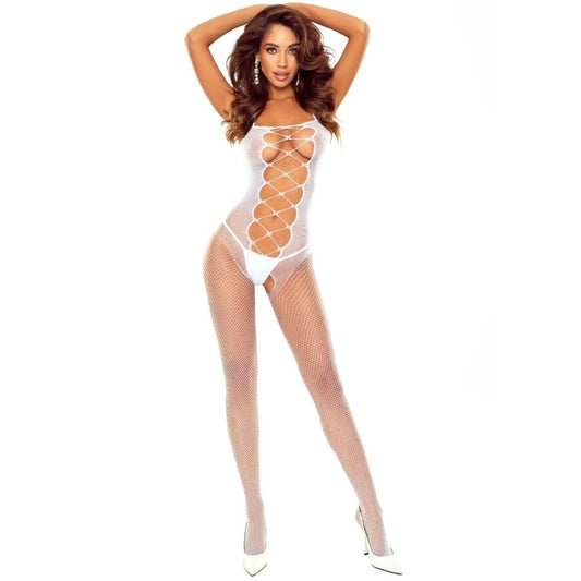 PASSION - BS124 BODYSTOCKING BLANC À LACETS