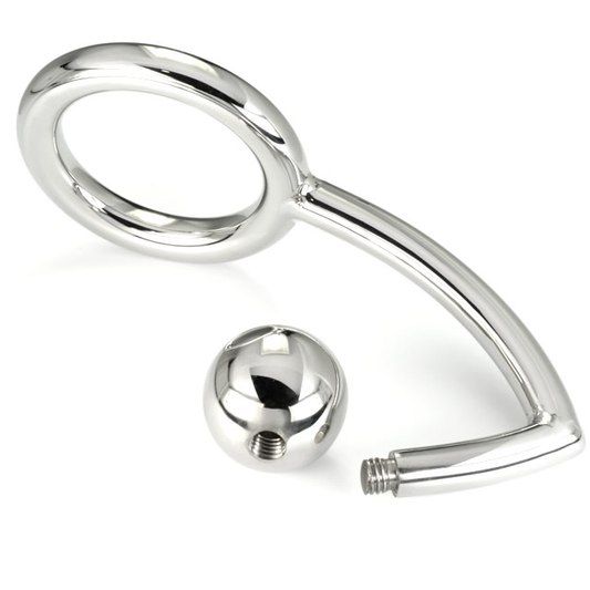 METAL HARD - ANNEAU COCK RING AVEC CROCHET INTRUS ANAL 45MM - 7eme ciel