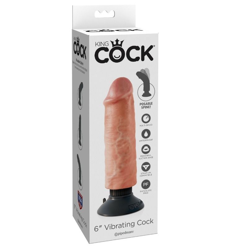 KING COCK - GODE VIBRATEUR 15.24 CM NATUREL - 7eme ciel