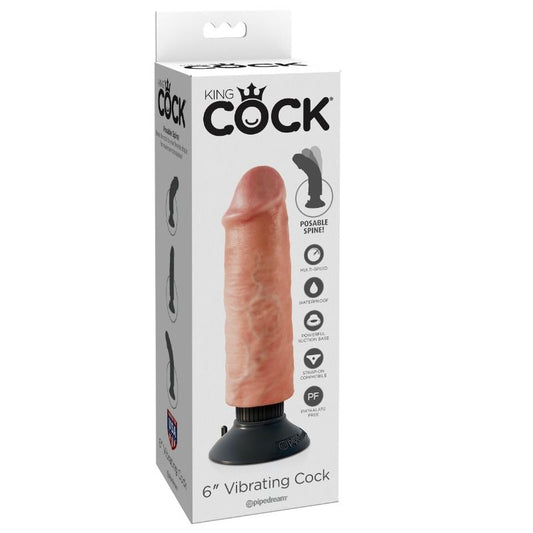KING COCK - GODE VIBRATEUR 15.24 CM NATUREL - 7eme ciel