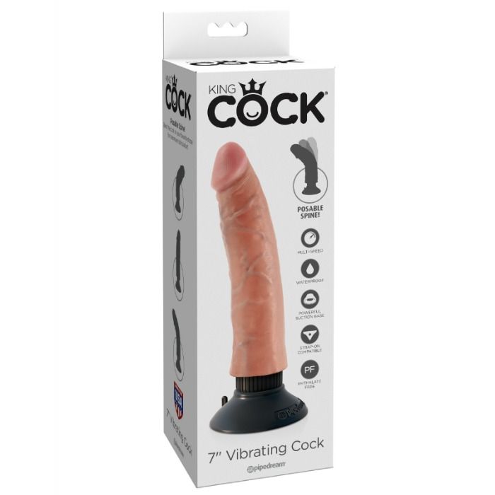 KING COCK - GODE VIBRATEUR 17.78 CM NATUREL - 7eme ciel