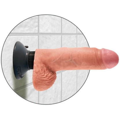 KING COCK - GODE VIBRATEUR AVEC TESTICULES 17.78 CM NATUREL - 7eme ciel