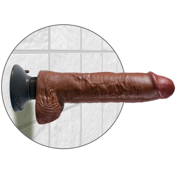 KING COCK - GODE VIBRATEUR AVEC TESTICULES 25.5 CM COULEUR MARRON - 7eme ciel