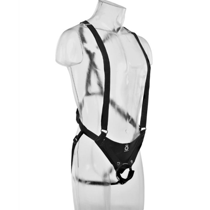 KING COCK - STRAP-ON AVEC GODE CREUX 28 CM ET SANGLES COULEUR CHAINE - 7eme ciel