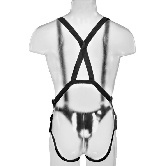 KING COCK - STRAP-ON AVEC GODE CREUX 28 CM ET SANGLES COULEUR CHAINE - 7eme ciel