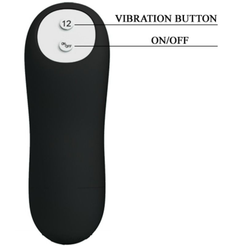 PRETTY LOVE - PLUG ANAL EN SILICONE FORME PÉNIS ET 12 MODES DE VIBRATION NOIR - 7eme ciel