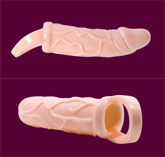 BAILE - GAINE DEXTENSION DE PÉNIS AVEC VIBRATION ET SANGLE POUR TESTICULES 13.5 CM - 7eme ciel