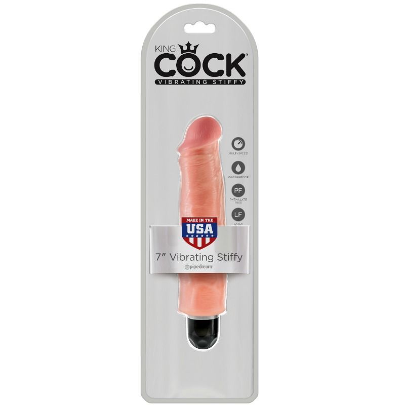 KING COCK - VIBRATEUR RIGIDE RÉALISTE 17.8 CM NATUREL - 7eme ciel