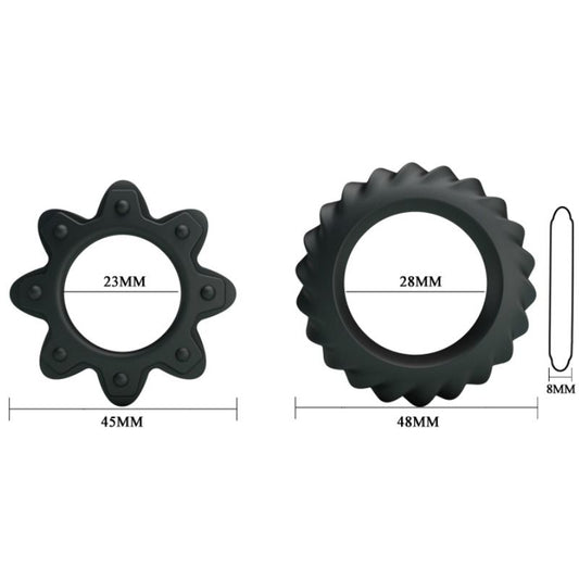 BAILE - KIT 2 ANNEAUX FLEURI EN SILICONE - 7eme ciel
