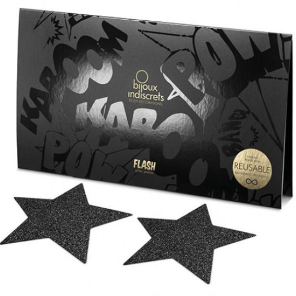 BIJOUX - INDISCRETS CAPUCHONS DE TAMELON NOIR STAR FLASH - 7eme ciel