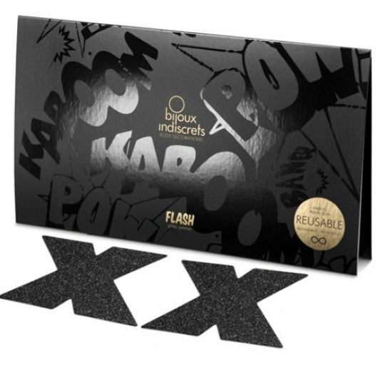 BIJOUX - INDISCRETS FLASH CROSS NIPPLE CAPS NOIR - 7eme ciel