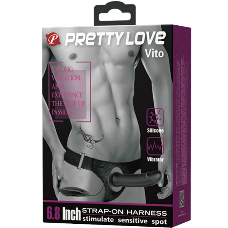 PRETTY LOVE - VITO STRAP ON AVEC GODE CREUX ET VIBRATION 17.3 CM - 7eme ciel
