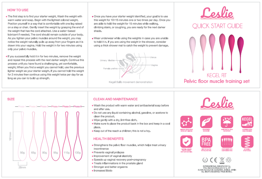 LESLIE - KEGEL FIT ENSEMBLE D'ENTRAÎNEMENT MUSCULAIRE PELVIEN 6 PCS - 7eme ciel