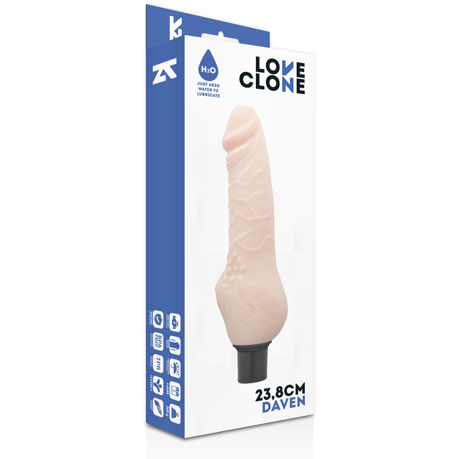 LOVECLONE - DAVEN AUTOLUBRIFICATION RÉALISTE 23.8 CM -O- 3.8 CM - 7eme ciel