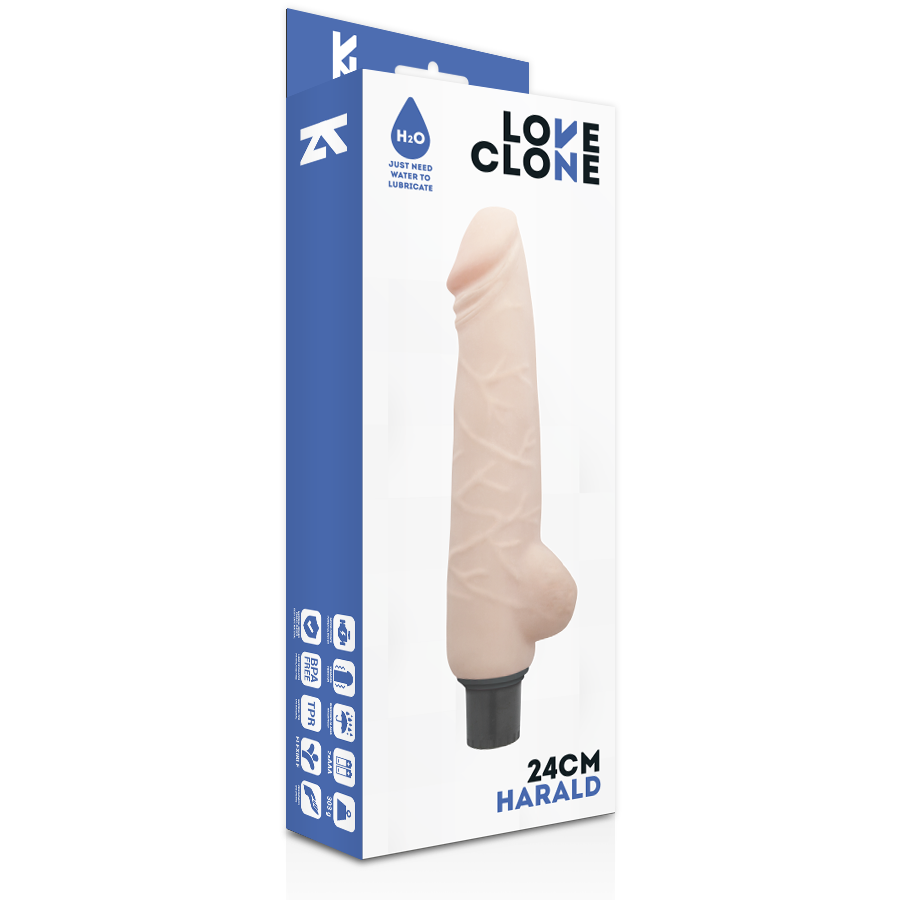 LOVECLONE - VIBRATEUR AUTOLUBRIFIANT HARALD 24 CM -O- 4 CM - 7eme ciel