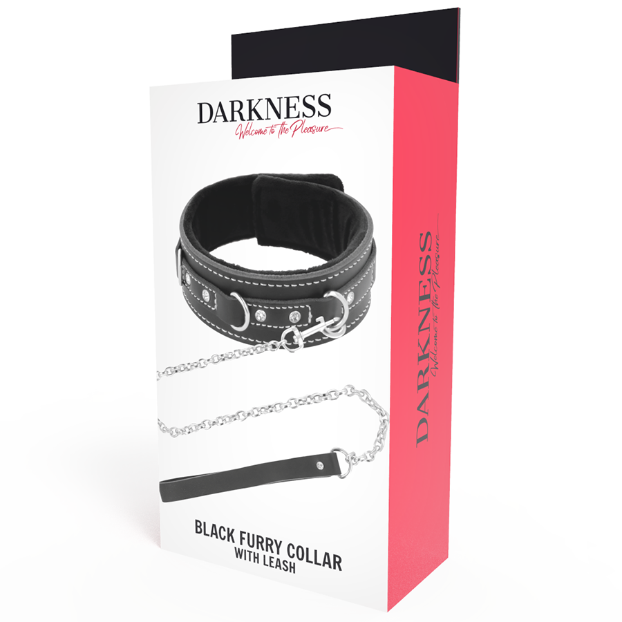 DARKNESS - COLLIER EN CUIR DE HAUTE QUALITÉ AVEC LAISSE - 7eme ciel