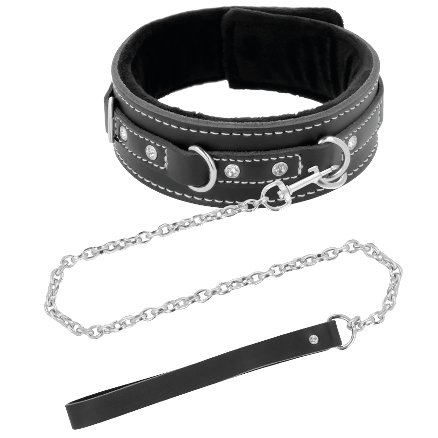 DARKNESS - COLLIER EN CUIR DE HAUTE QUALITÉ AVEC LAISSE - 7eme ciel