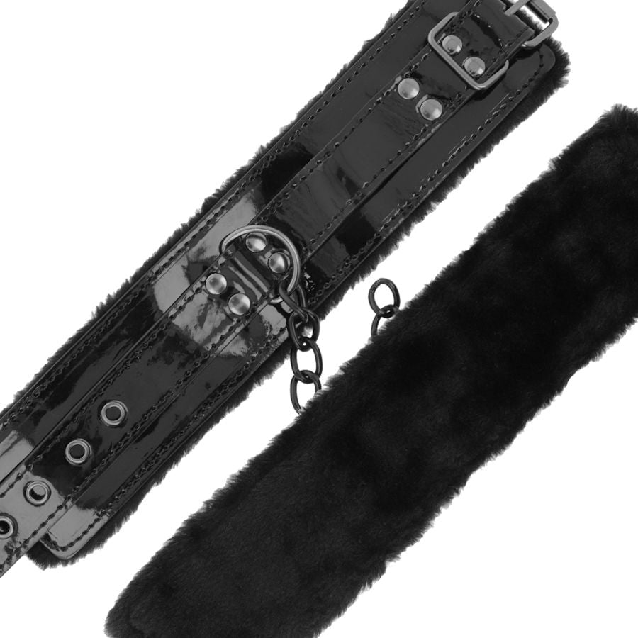 DARKNESS - MENOTTES AJUSTABLES EN CUIR NOIR AVEC CADENAS - 7eme ciel