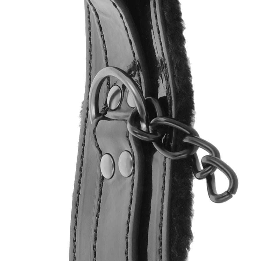 DARKNESS - MENOTTES DE CHEVILLE RÉGLABLES EN CUIR NOIR AVEC CADENAS - 7eme ciel