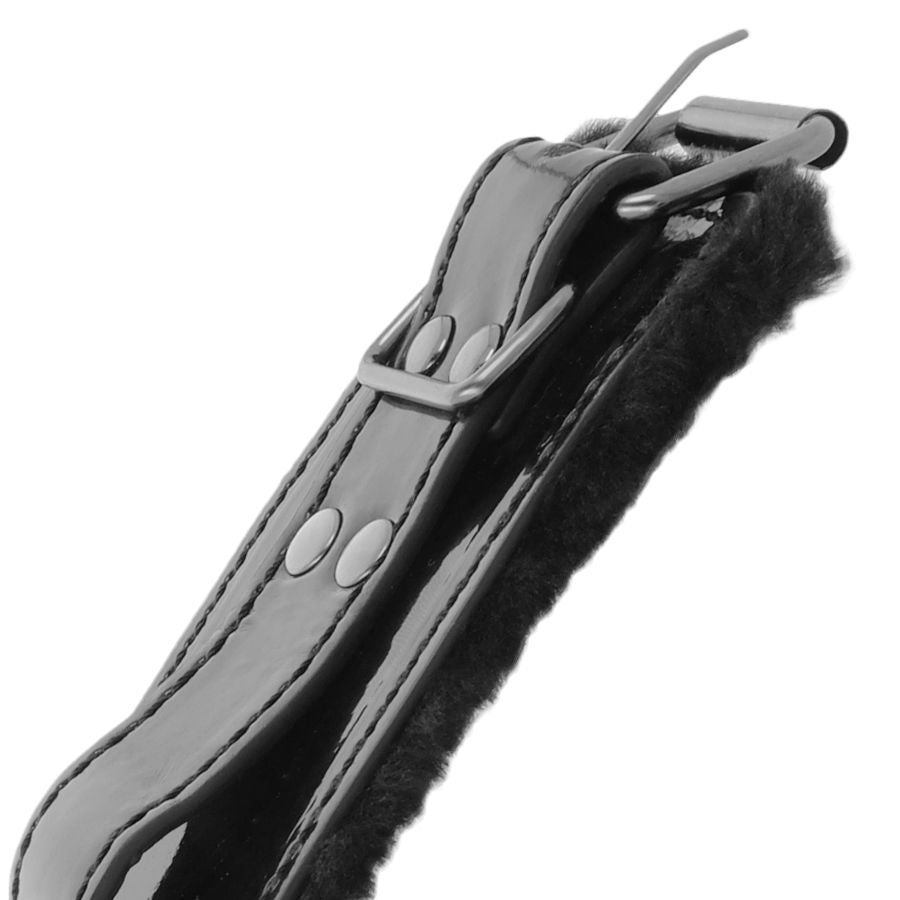 DARKNESS - MENOTTES DE CHEVILLE RÉGLABLES EN CUIR NOIR AVEC CADENAS - 7eme ciel