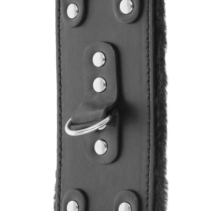 DARKNESS - MENOTTES AJUSTABLES EN CUIR NOIR AVEC DOUBLURE - 7eme ciel