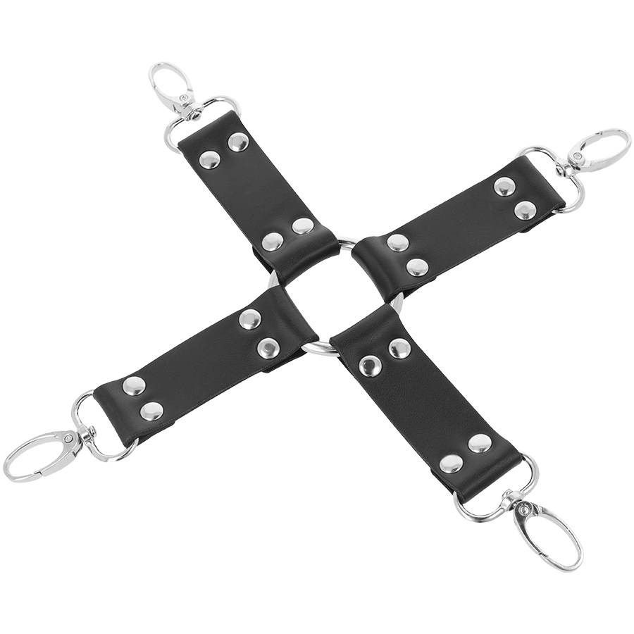 DARKNESS - MENOTTES EN CUIR POUR PIEDS ET MAINS NOIR - 7eme ciel
